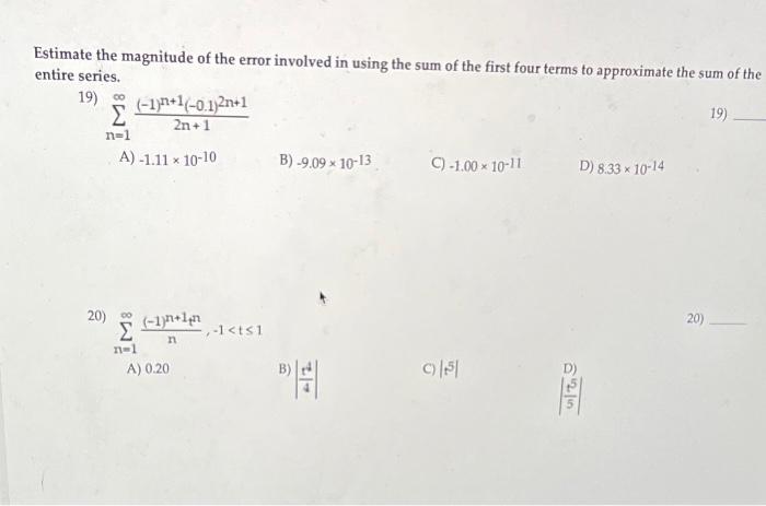 Solved Estimate the magnitude of the error involved in using | Chegg.com