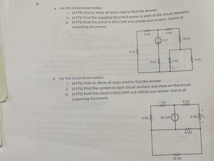 Solved 2- a. For the circuit shown below: i. (4 PTS) Find | Chegg.com