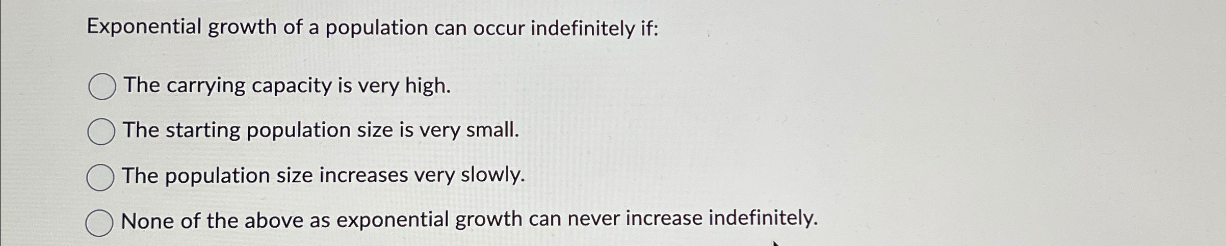 Solved Exponential growth of a population can occur | Chegg.com
