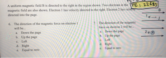 Solved B A uniform magnetic field B is directed to the right | Chegg.com