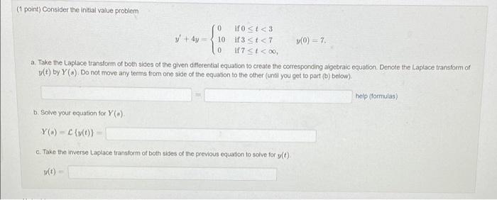 Solved (1 point) Consider the initial value problem 0 ifo | Chegg.com