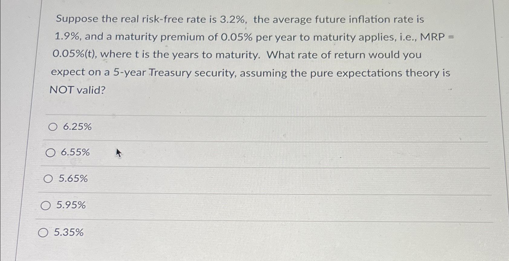 Solved Suppose The Real Risk-free Rate Is 3.2%, ﻿the Average | Chegg.com