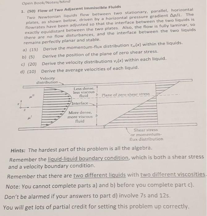 Solved Open Book/Notes/Mind 1. (50) Flow of Two Adjacent | Chegg.com
