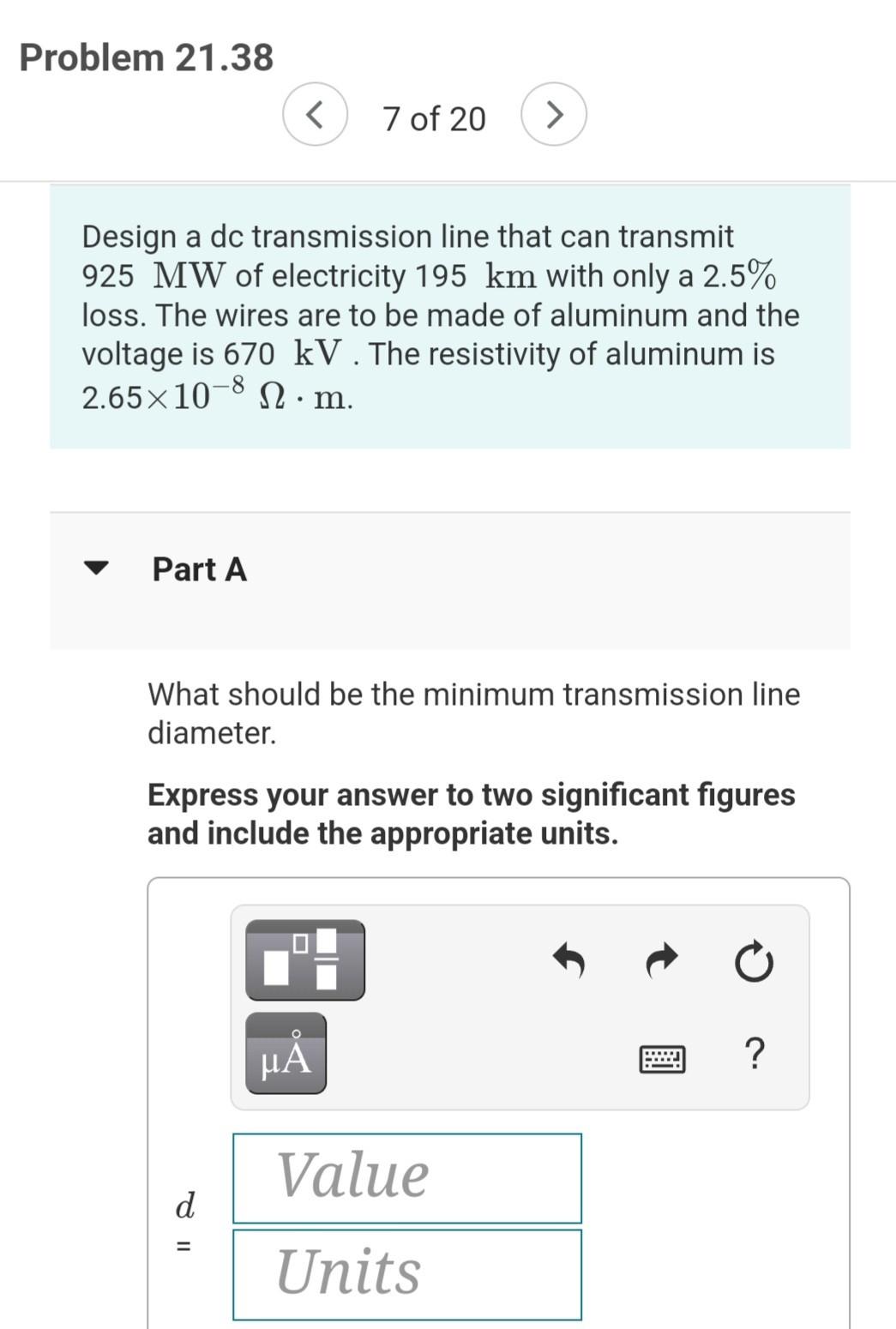 Solved Problem 21.38 Design a dc transmission | Chegg.com