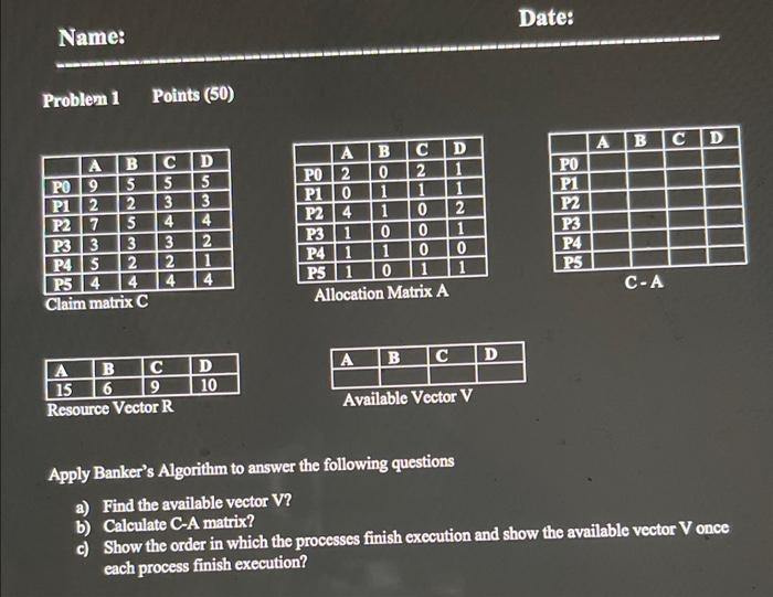 Solved Apply Banker's Algorithm To Answer The Following | Chegg.com