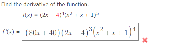 Solved Find the derivative of the | Chegg.com