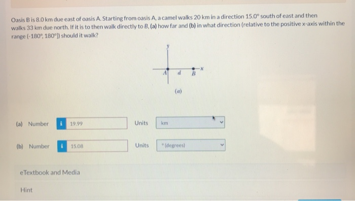 Solved Oasis Bis 8.0 Km Due East Of Oasis A. Starting From | Chegg.com