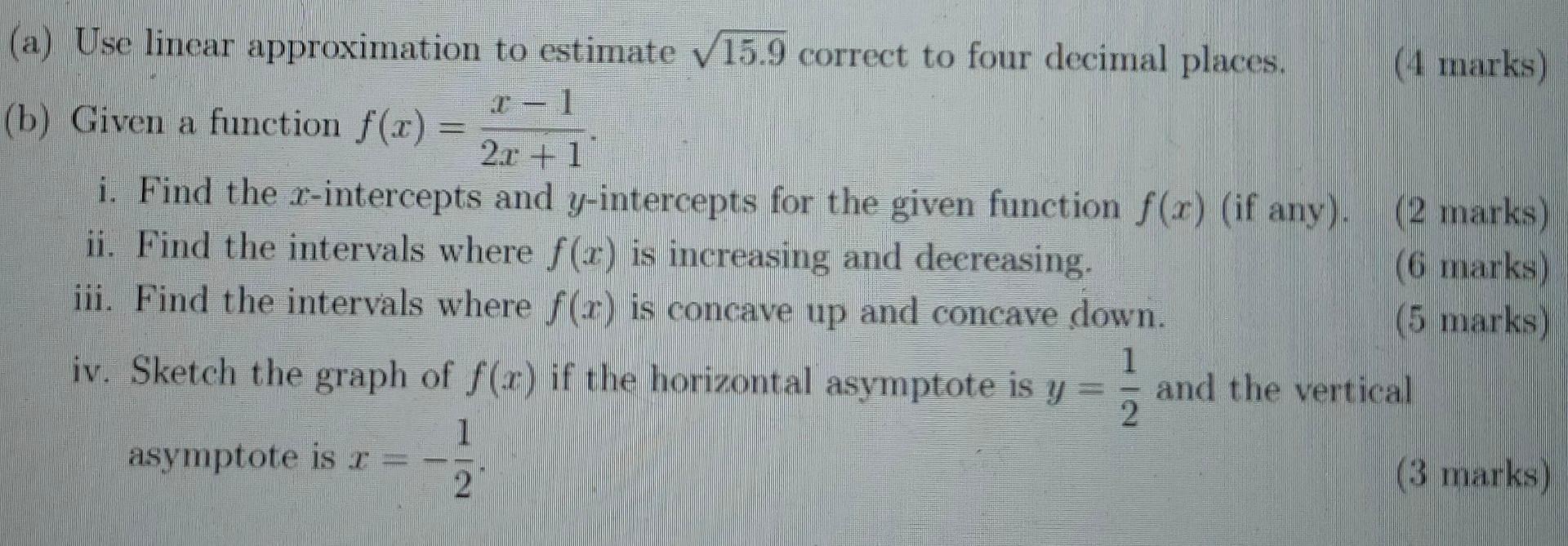 Solved (a) Use linear approximation to estimate V 15.9 | Chegg.com