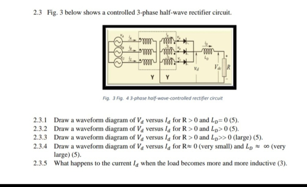Solved 2.3 ﻿Fig. 3 ﻿below shows a controlled 3-phase | Chegg.com
