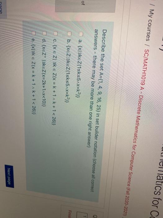 Solved uuematics for Cd / My courses / SC/MATH1019 A - | Chegg.com