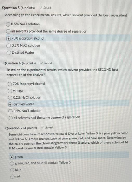 Solved According to the experimental results, which solvent
