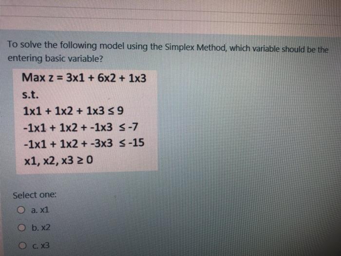 Solved To solve the following model using the Simplex | Chegg.com