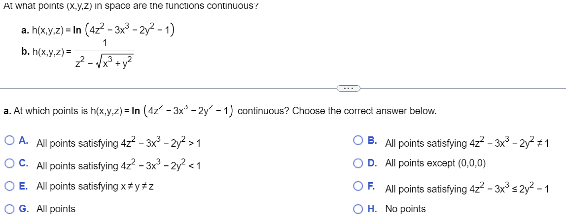 Solved At what points (x,y,z) ﻿in space are the tunctions | Chegg.com