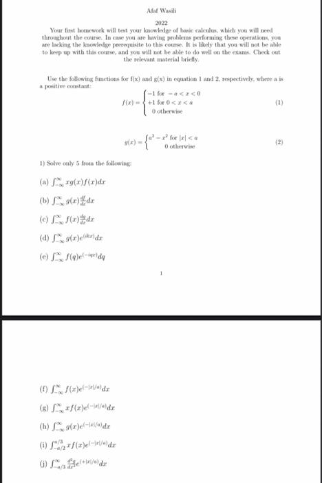 Solved Your first homework will test your knowledge of basic | Chegg.com