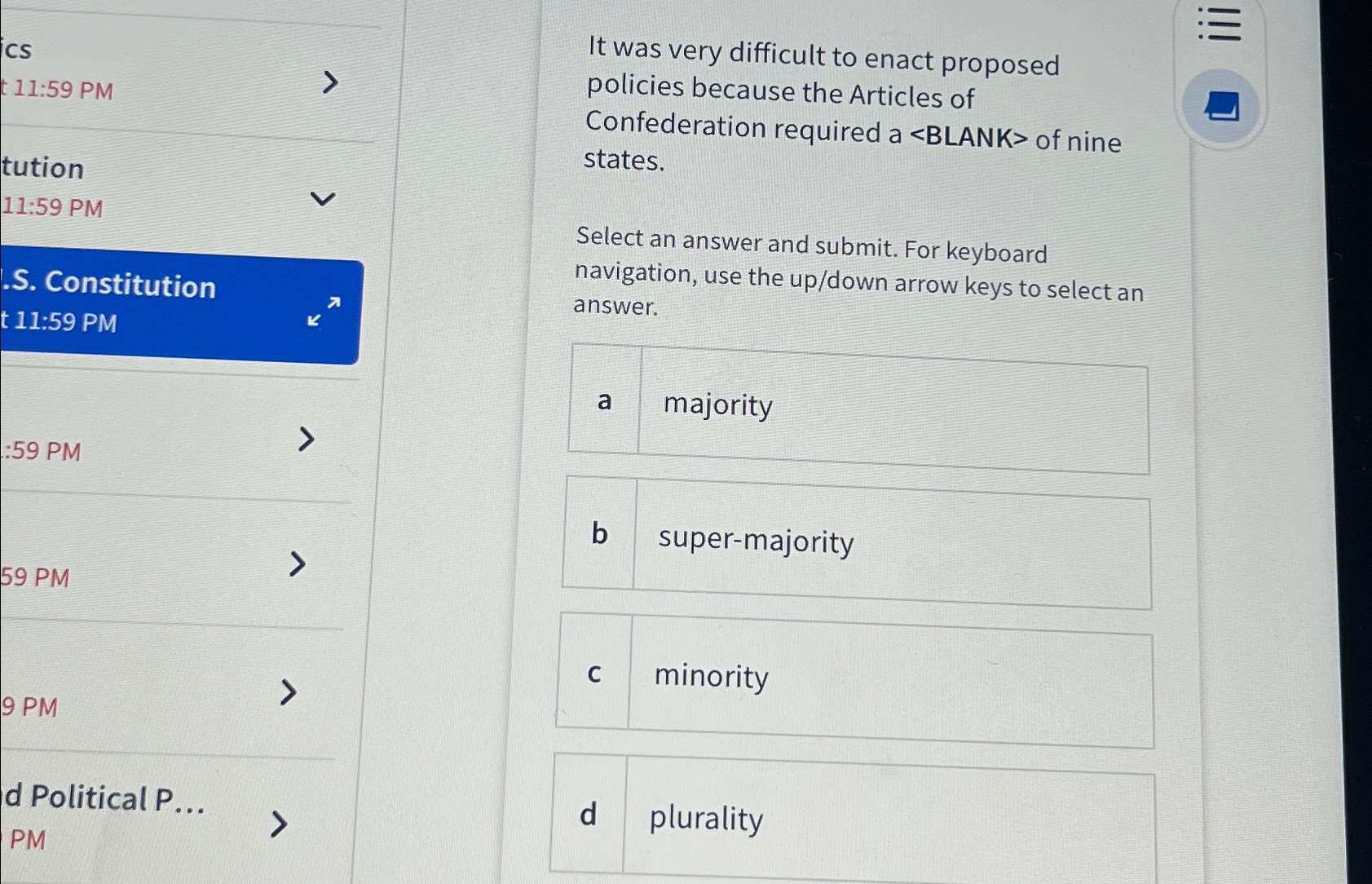 Solved It was very difficult to enact proposed policies | Chegg.com