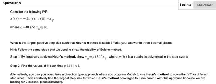 Solved Question 9 1 points Save Answer Consider the | Chegg.com