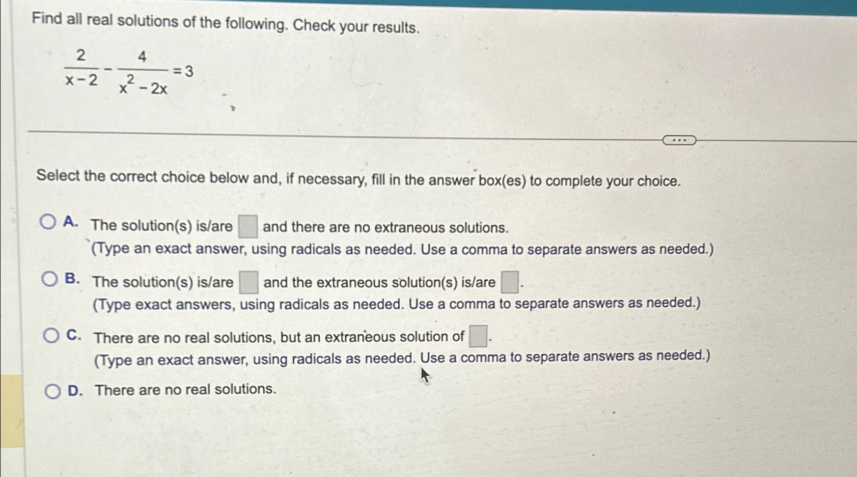 Solved Find all real solutions of the following. Check your | Chegg.com