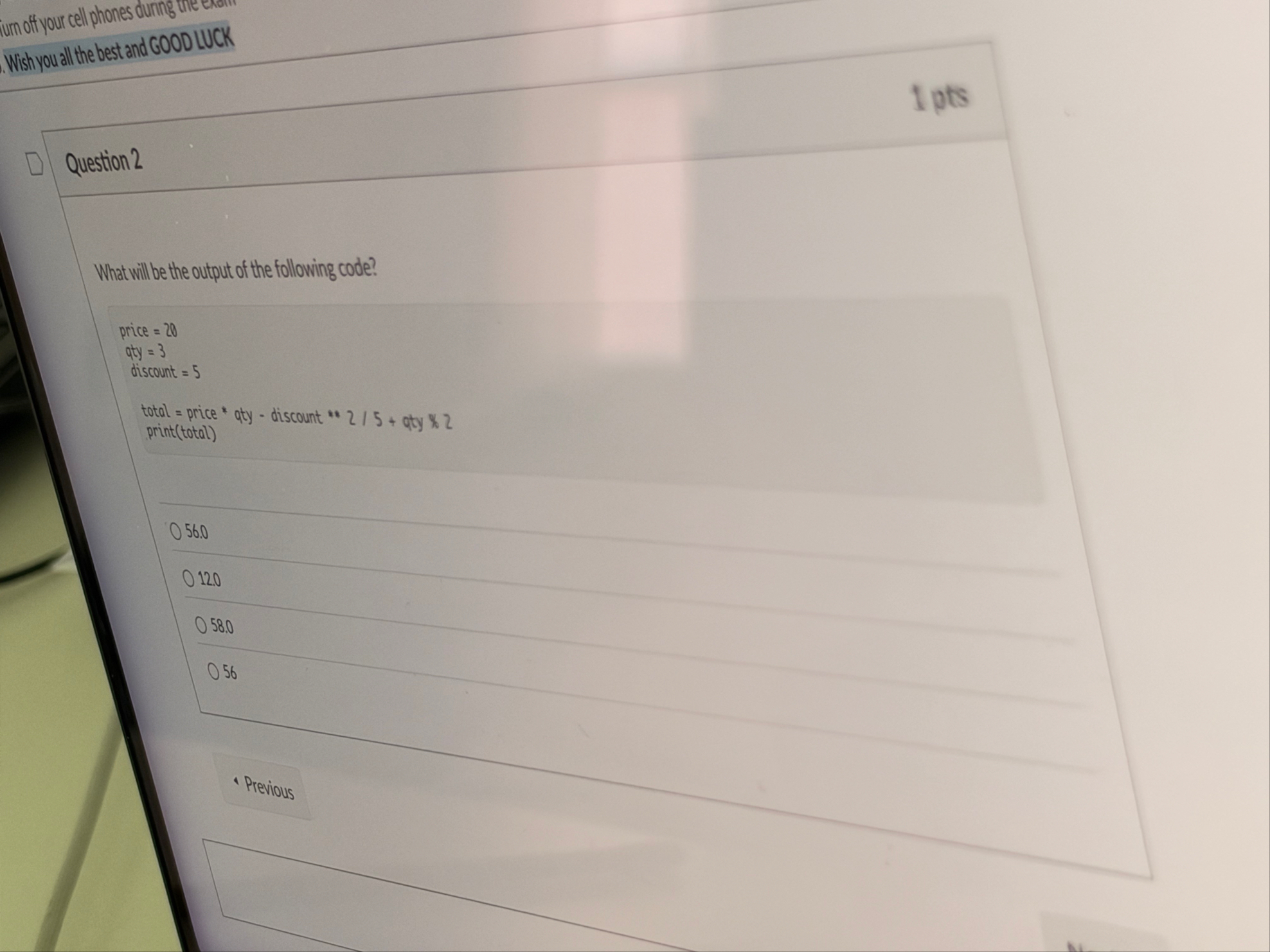 Solved Wish you all the best and GOOD LUCKQuestion2What | Chegg.com