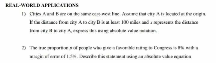 Solved REAL-WORLD APPLICATIONS 1) Cities A and B are on the | Chegg.com