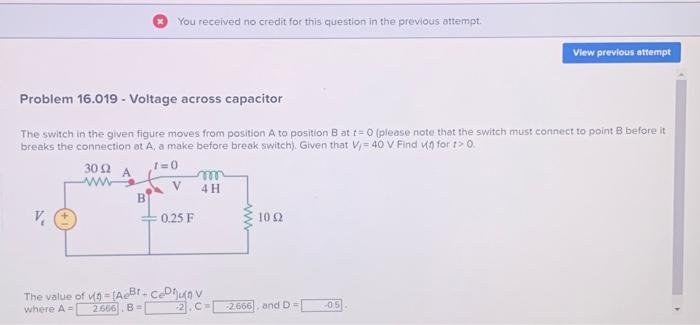 Solved The Switch In The Given Figure Moves From Position A | Chegg.com