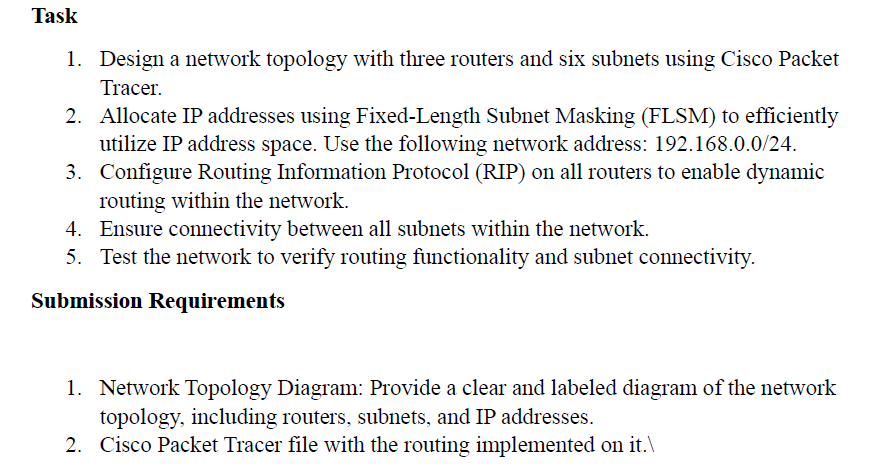 Solved TaskDesign a network topology with three routers and | Chegg.com