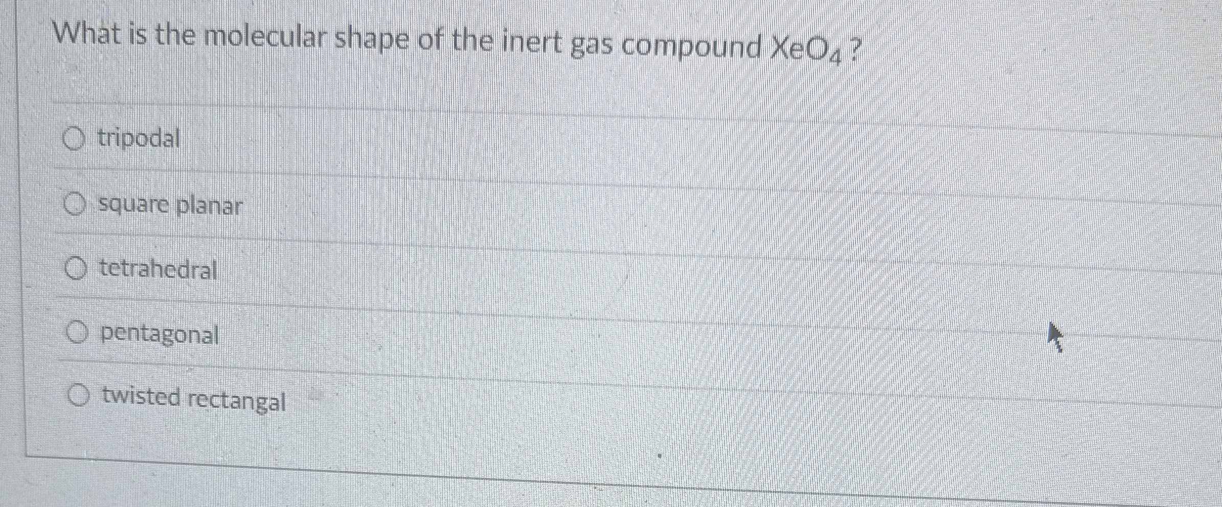 Solved What is the molecular shape of the inert gas compound | Chegg.com
