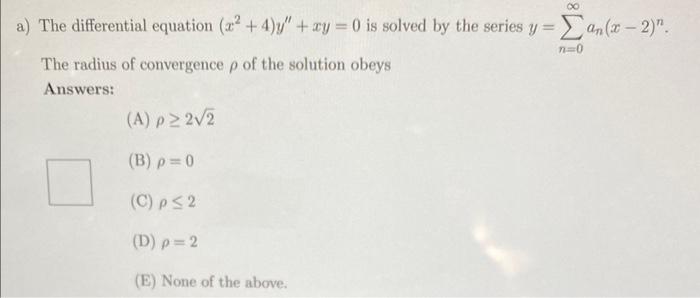Solved The correct answer is A, I just don't know how to get | Chegg.com
