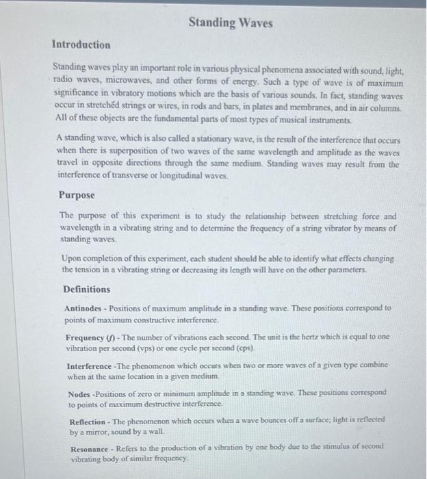 Solved Doing The Standing Waves In A String Lab Report And I | Chegg.com