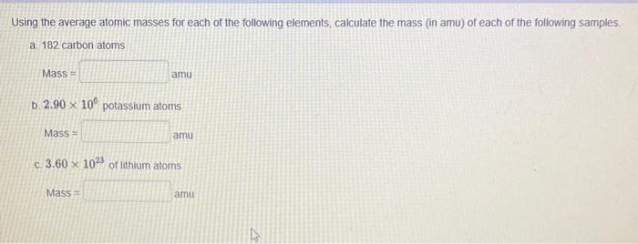 an element's average atomic mass is calculated using the masses of its