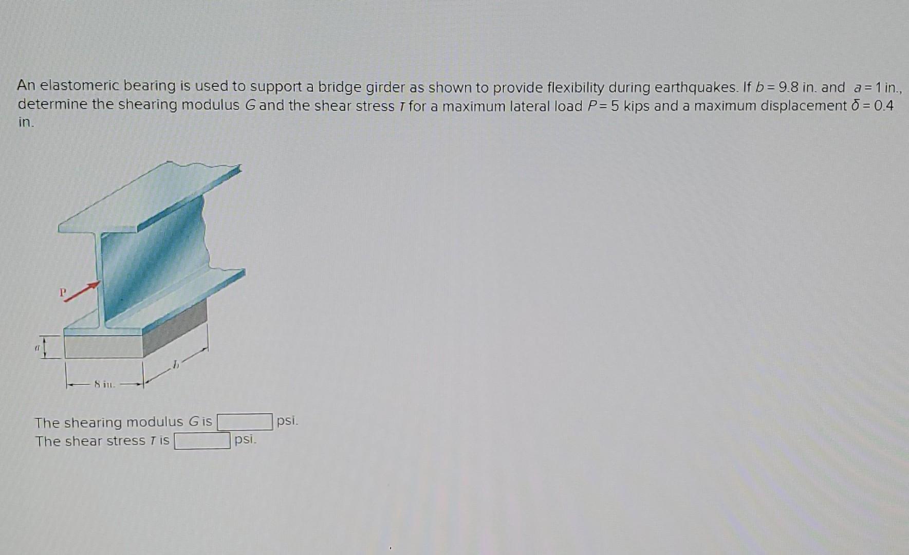 Solved An elastomeric bearing is used to support a bridge