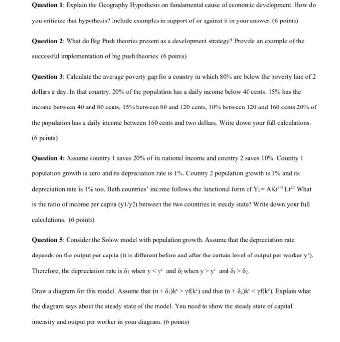 Solved Question 1 Explain the Geography Hypothesis on