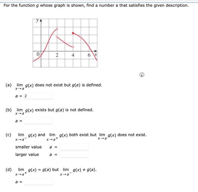 Solved For the function g whose graph is shown, find a | Chegg.com