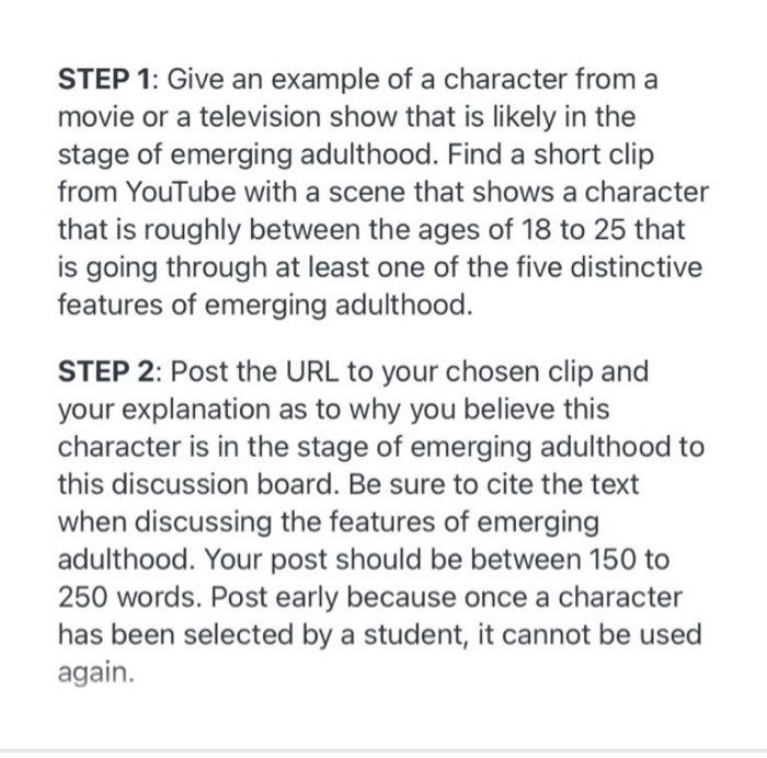STEP 1: Give an example of a character from a movie | Chegg.com