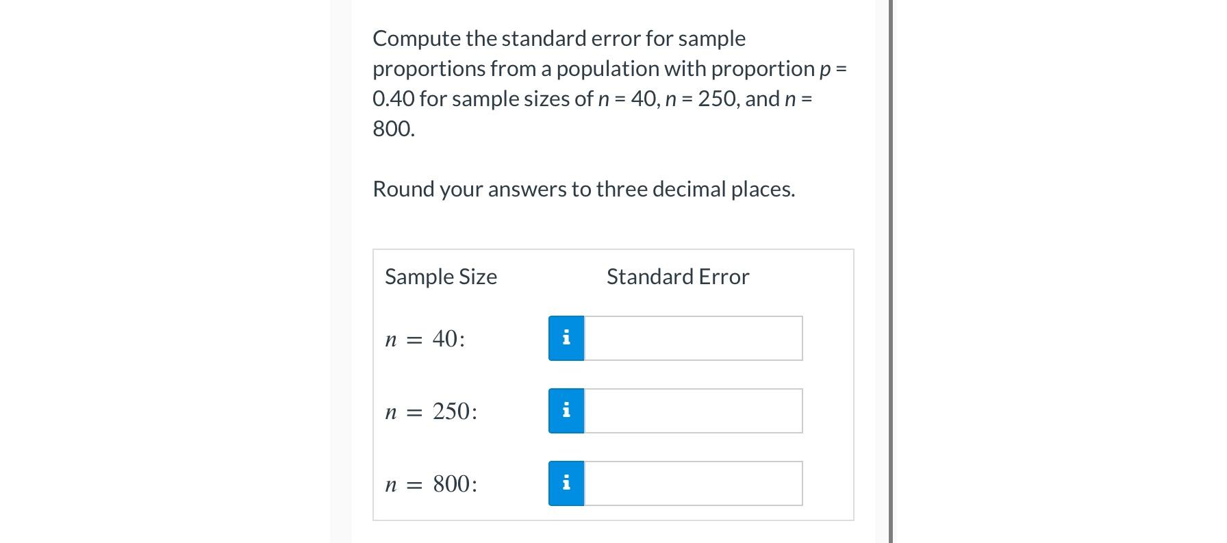Solved Compute the standard error for sample proportions | Chegg.com