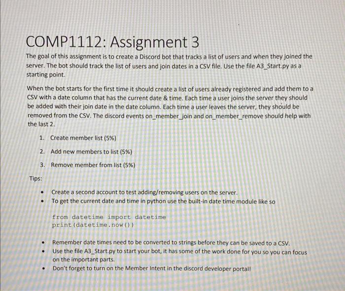 Solved The goal of this assignment is to create a Discord | Chegg.com