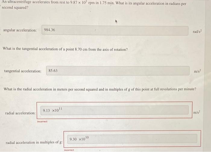 Solved An ultracentrifuge accelerates from rest to