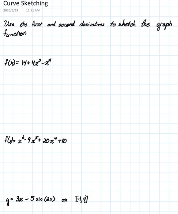 Solved Curve Sketching 2020/5/19 11:51 AM Use the first and | Chegg.com