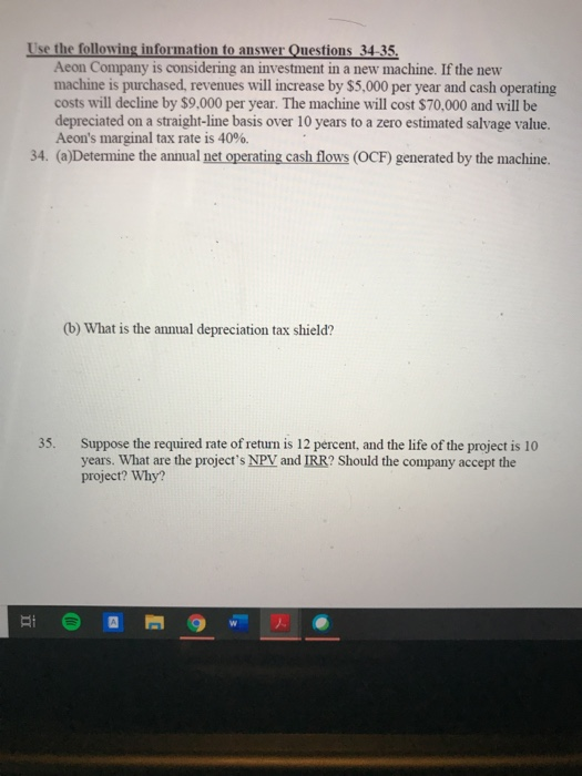 Solved Use the following information to answer Questions | Chegg.com