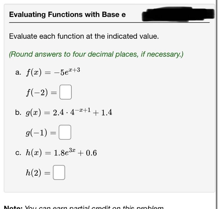 Solved Evaluating Functions with Base e Evaluate each | Chegg.com