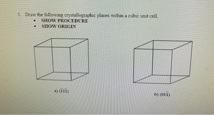 Solved 5. Draw the following crystallographic planes within | Chegg.com