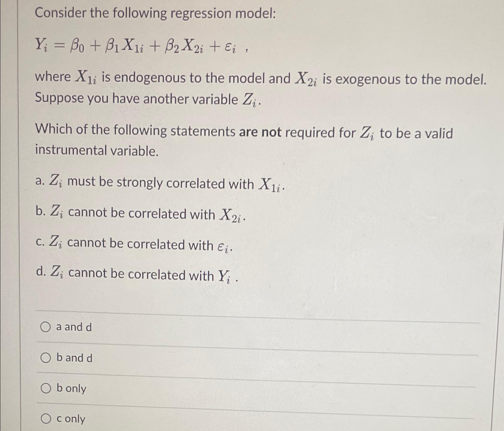 Solved Consider The Following Regression | Chegg.com