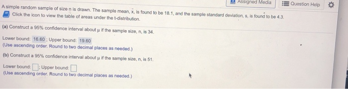 Solved Assigned Media Question Help A simple random sample | Chegg.com