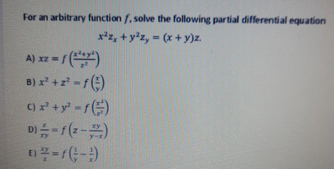 Solved For An Arbitrary Function / Solve The Following | Chegg.com