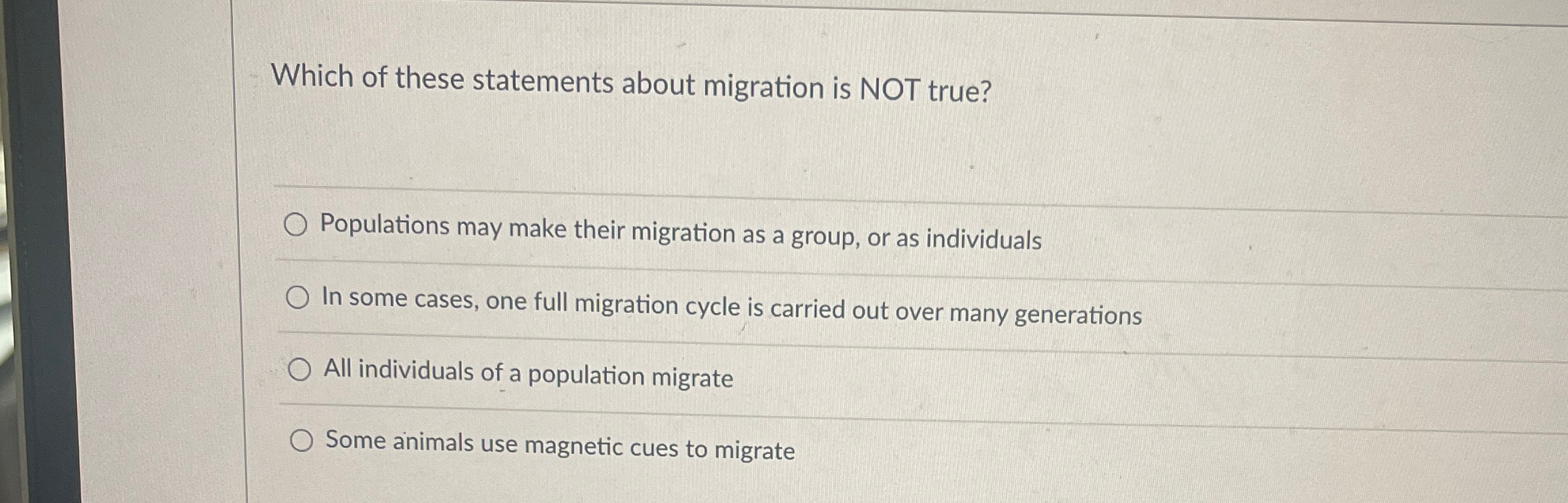 Solved Which of these statements about migration is NOT | Chegg.com