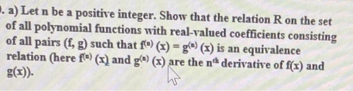 Solved 1. a) Let n be a positive integer. Show that the | Chegg.com