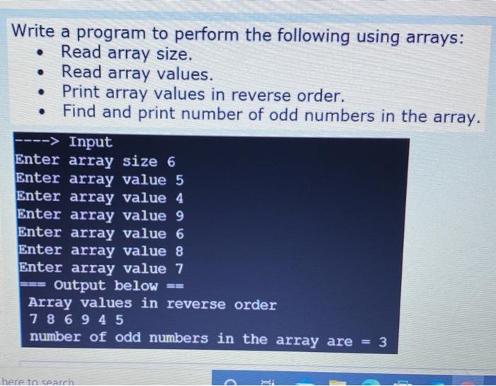 Solved . Write a program to perform the following using | Chegg.com
