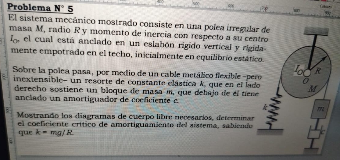 Problema N°5El Sistema Mecánico Mostrado Consiste En | Chegg.com