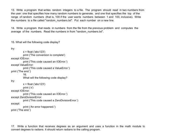 Solved 13. Write a program that writes random integers to a | Chegg.com