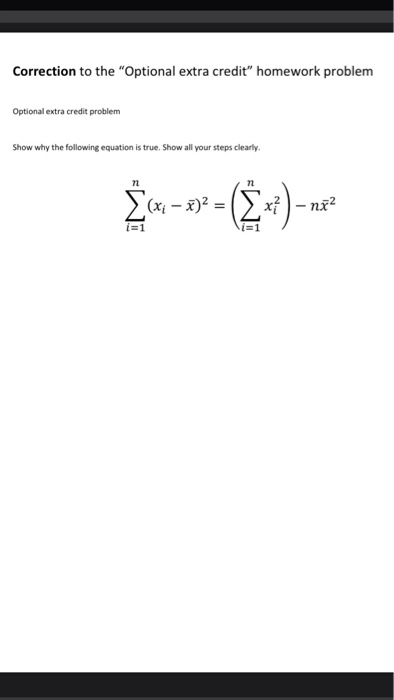 Solved Correction to the "Optional extra credit" homework | Chegg.com