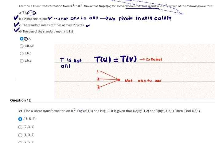 Solved Let T be a linear transformation from R3 to R3. Given | Chegg.com